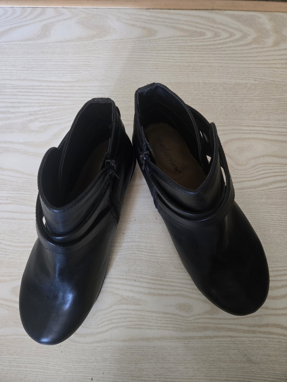 Wide Width Black Strappy Ankle Booties